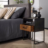 Bedside Table Alvin HomeHaven Black, Brown LxBxH 47x37x34 Wood Nnb