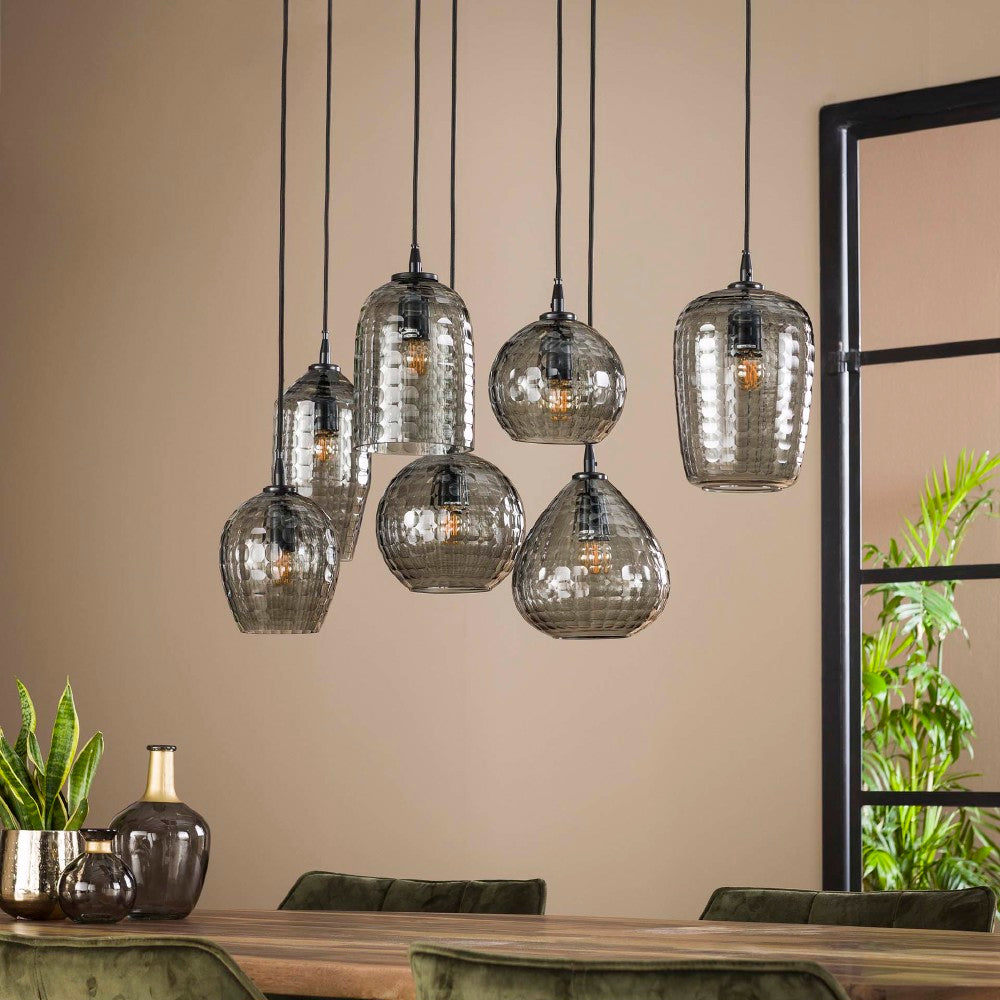 Pendant Light Miles HomeHaven Grey LxBxH 124x38x18 Glass Nnb