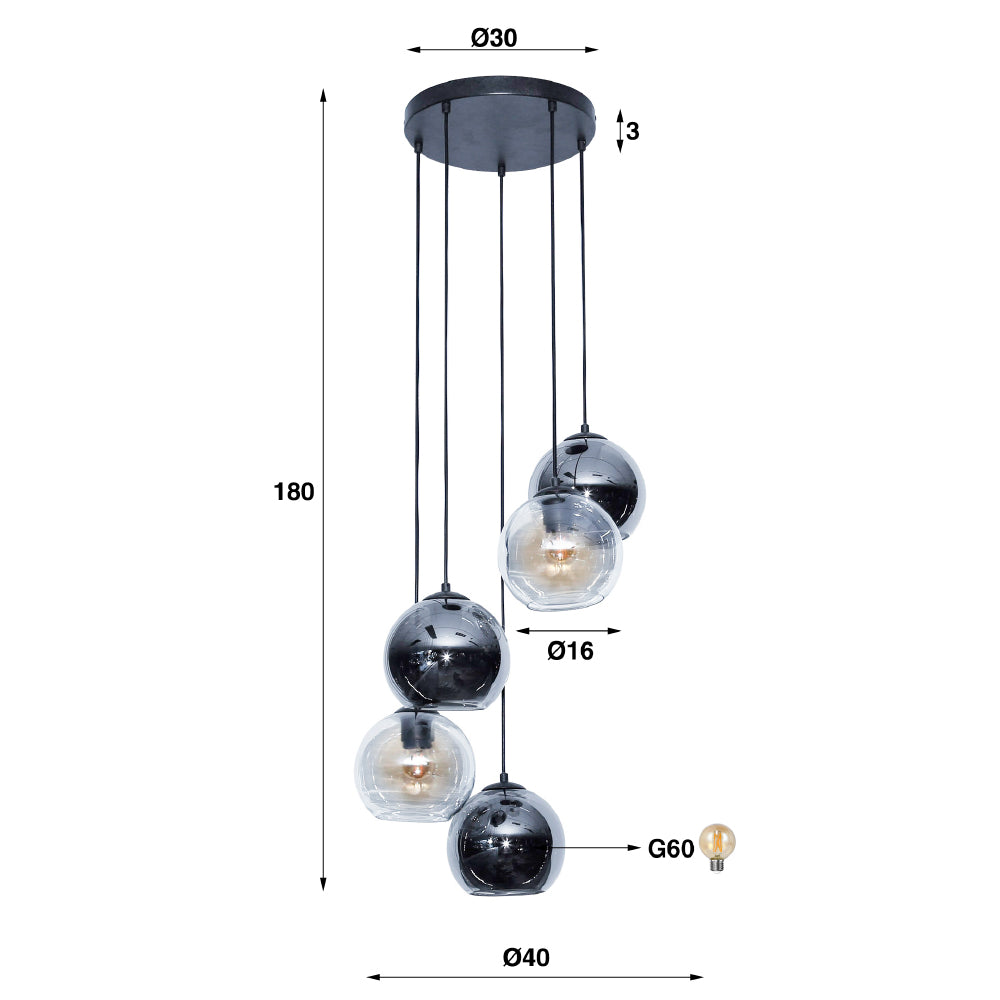 Pendant Light Como HomeHaven Multicolor LxBxH 71x49x33 Glass Nnb