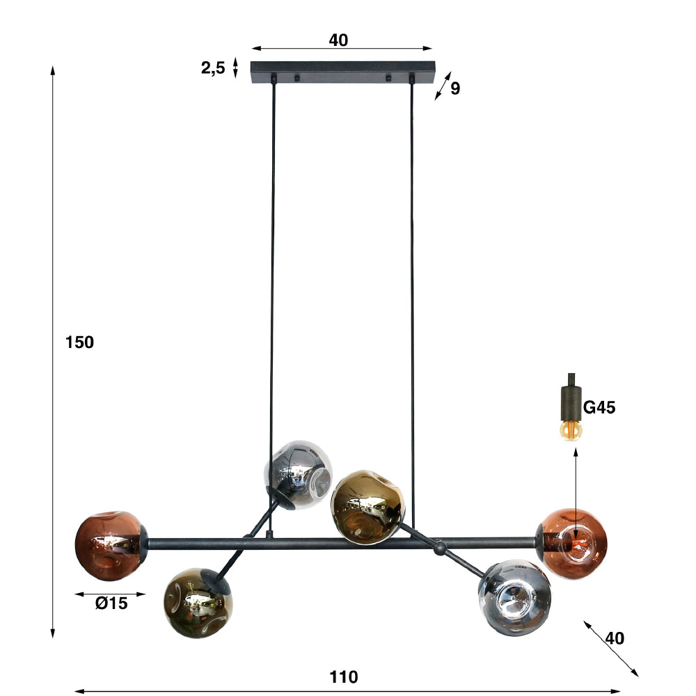 Pendant Light Kelby HomeHaven Multicolor LxBxH 111x50x21 Glass Nnb