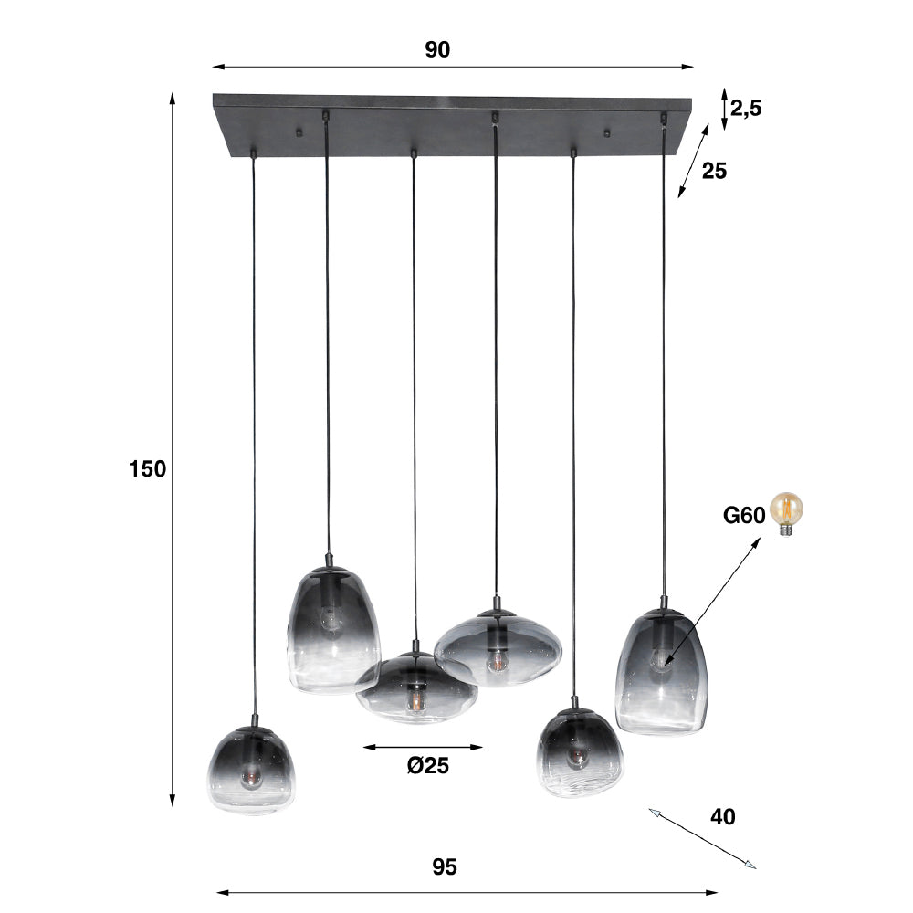 Pendant Light Moe HomeHaven Anthracite LxBxH 95x40x37 Glass Nnb