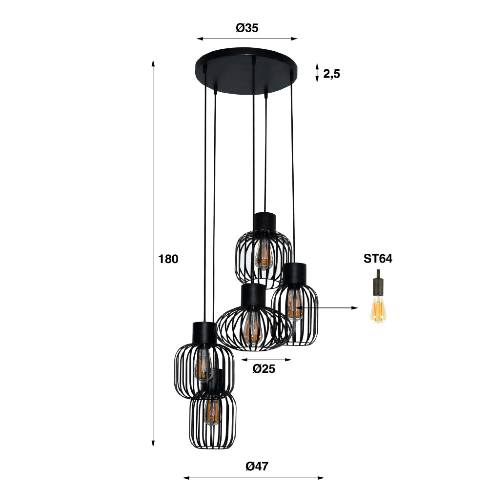 Pendant Light Boris HomeHaven Anthracite LxBxH 51x51x19 Metal Nnb